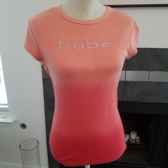 Bebe Tops Nwt Bebe Ombr T Shirt With Bling Logo Poshmark